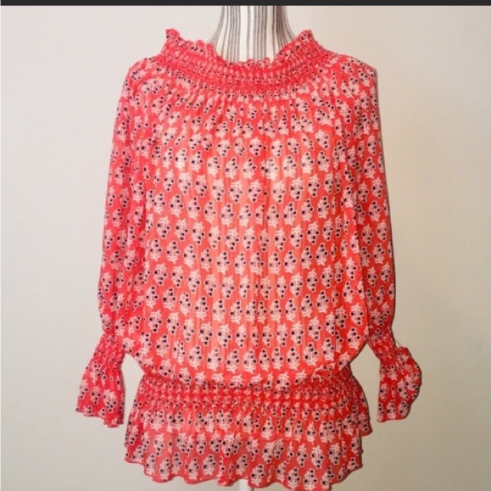 Tori Burch off the shoulder smocked blouse